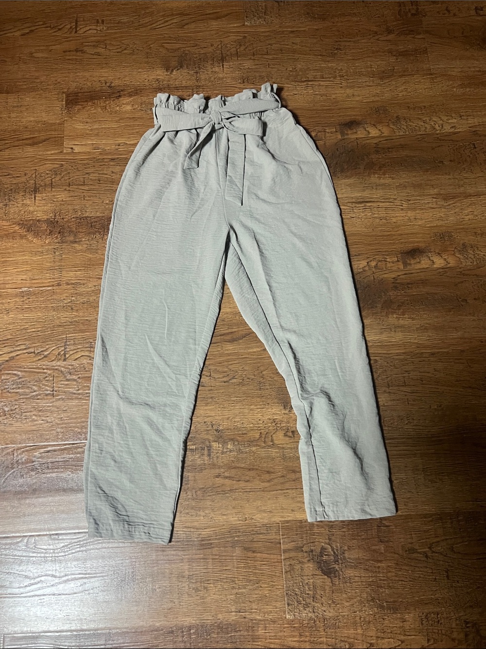 SHEIN Sage Green Paperbag Waist Tie Pants